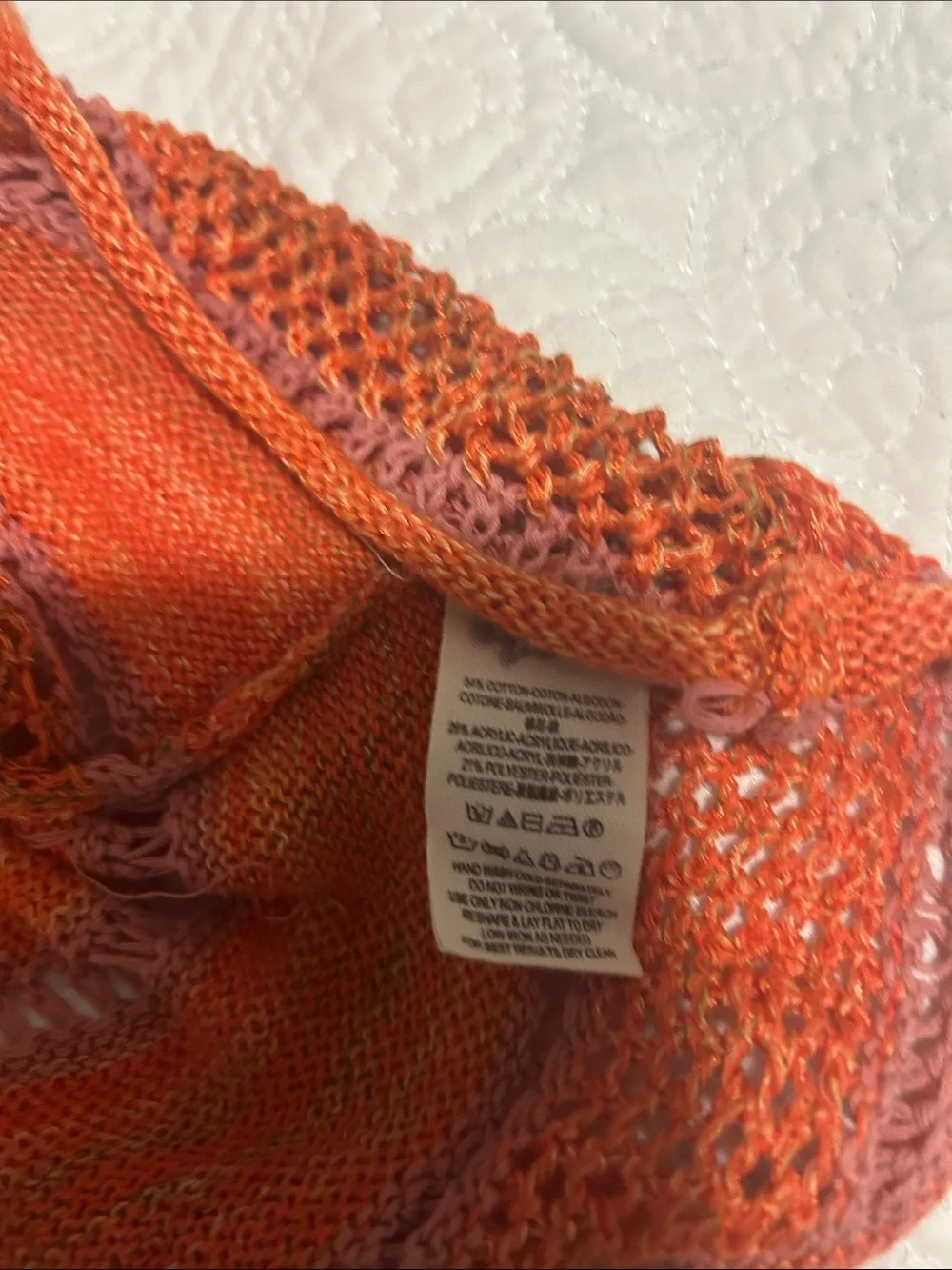 Free People Orange Open-Knit Striped Tank Top Live Bird Size Small